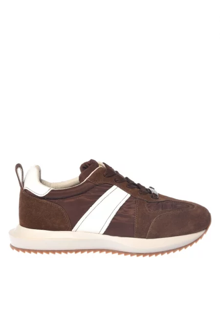 Спортни обувки с велур и кожа - Кафяв