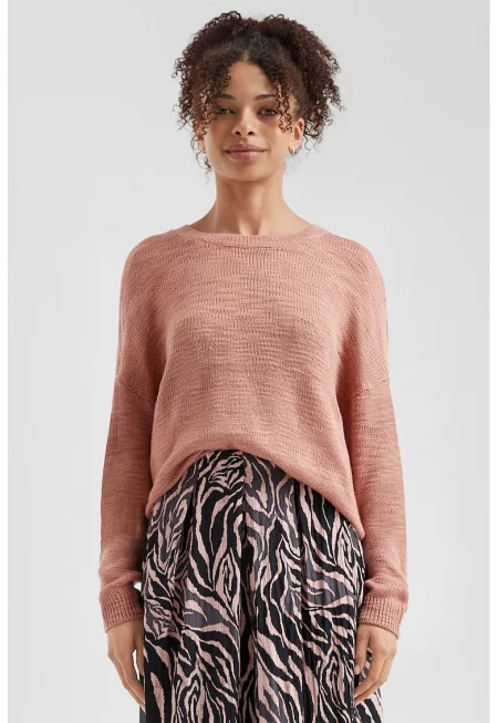 Свободен пуловер с паднали ръкави