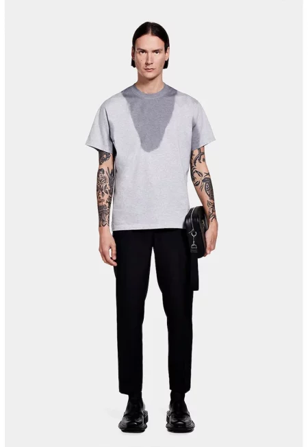 Свободна тениска с ефект суитшърт - Сив