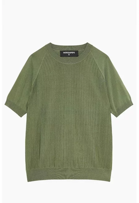 Тениска с нормална кройка и кръгла яка - Зелен