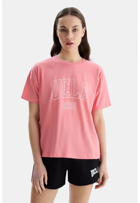 Тениска Sanchez с овално деколте - Пастелнорозов