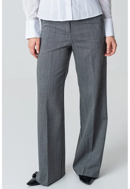 Вълнен панталон с широк крачол - Tъмносив