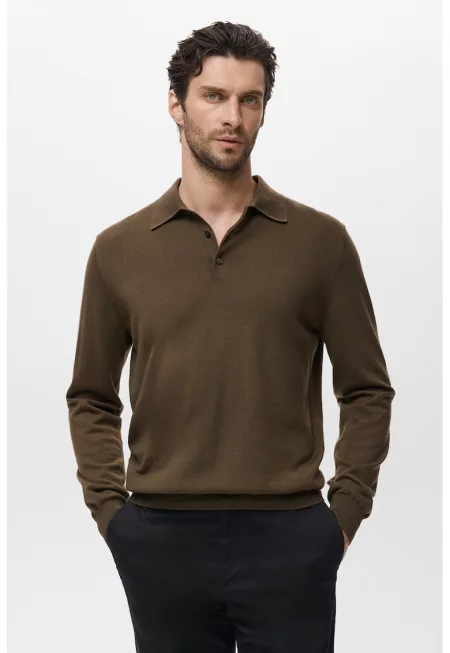 Вълнена фина блуза с яка