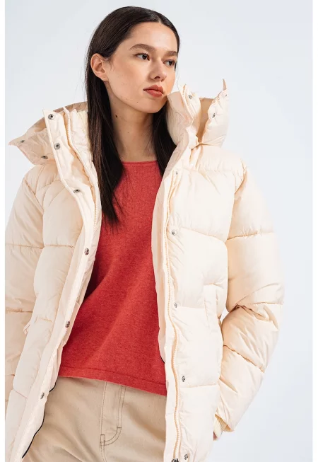 Ватирано зимно яке с отделяща се качулка