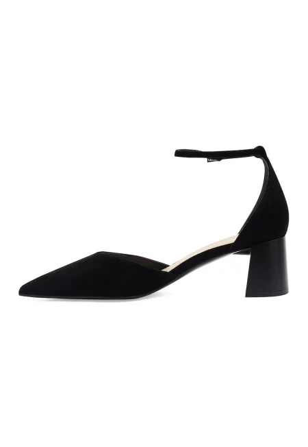 Велурени обувки със сменяеми каишки - Черен