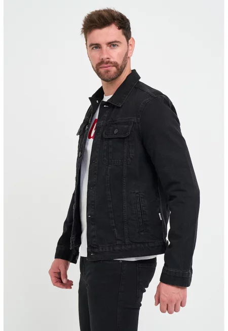 Яке от деним с джобове - Черен