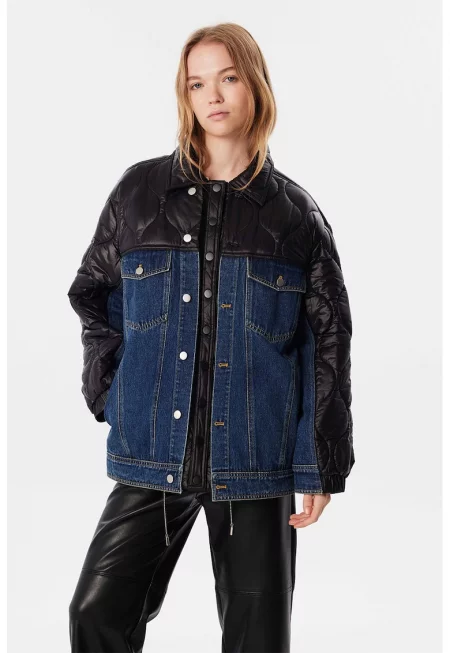 Яке с капитониран панел - Черен/Тъмносин