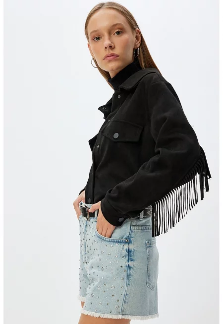 Яке с ресни - Черен