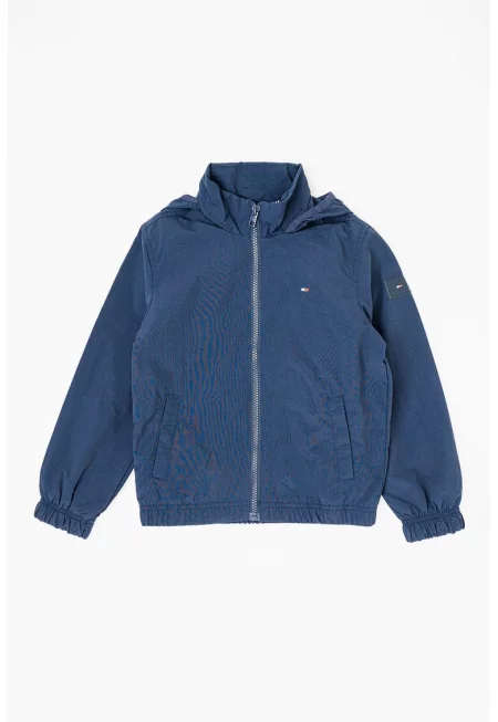 Яке с цип и скосени джобове - Тъмносин