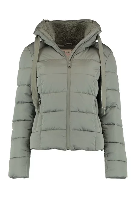 Зимно яке с пухена подплата на яката - Папратово зелено