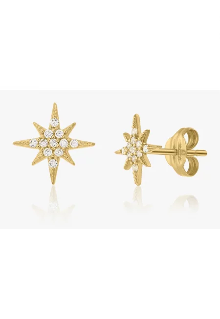 Златни обеци Morningstar - Цирконий