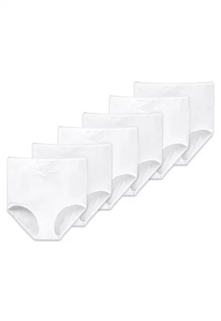 Бикини с висока талия - 6 чифта - Бял