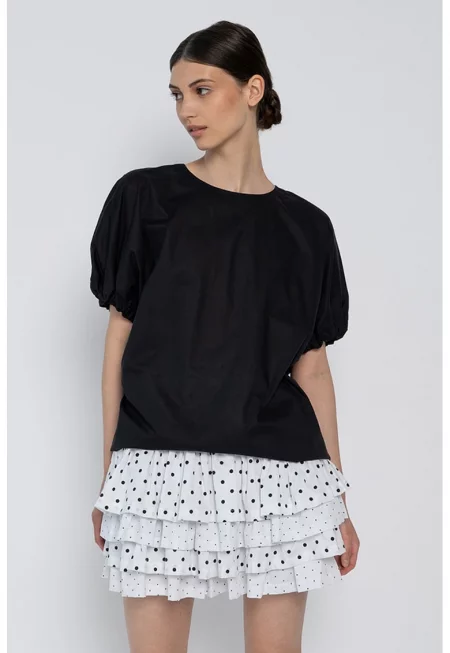 Блуза Gio с бухнали ръкави - Черен