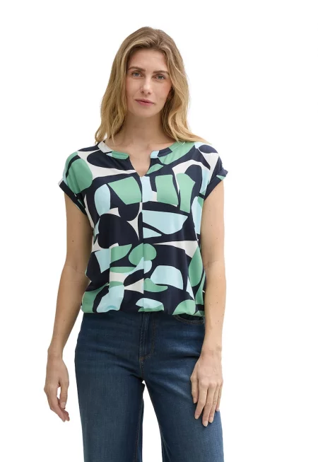Блуза с къси ръкави и фигурален принт