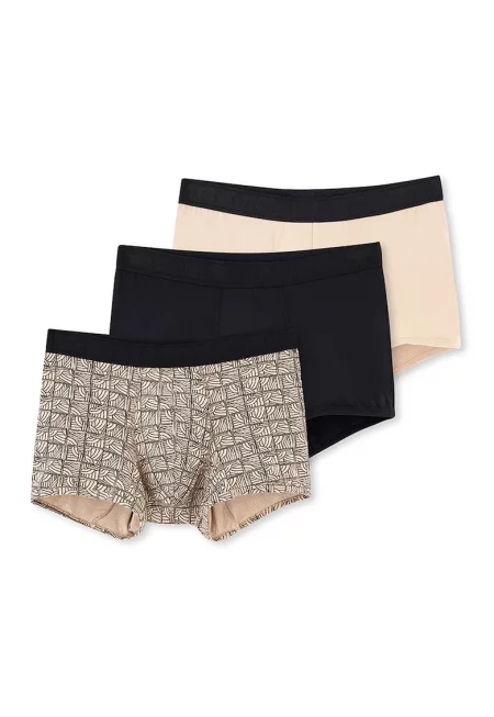 Боксерки с памук - 3 чифта - Черен/Сиво-бежов