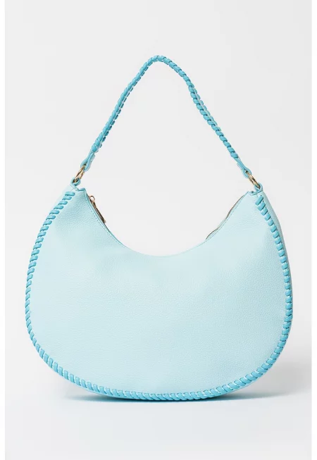 Чанта от еко кожа с отделяща се презрамка - Пастелносин/Светлосин