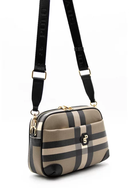 Чанта с отделяща се презрамка - Антрацитно сиво/Камел