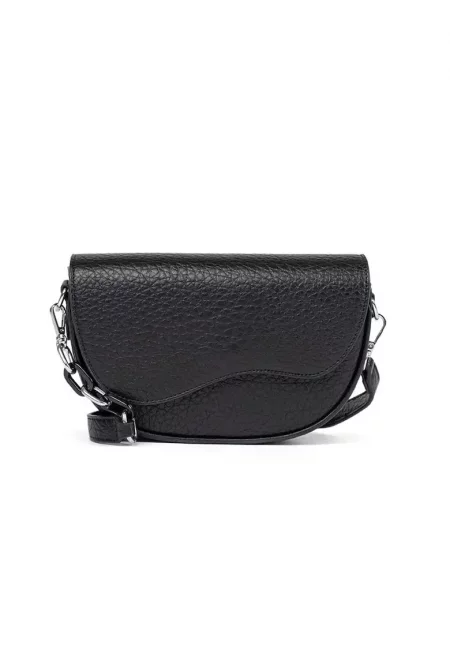 Чанта за през рамо  бежова - екологична кожа - сребристи детайли - компактна