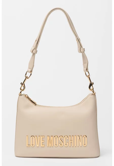 Чанта за рамо от еко кожа с лого - Слонова кост