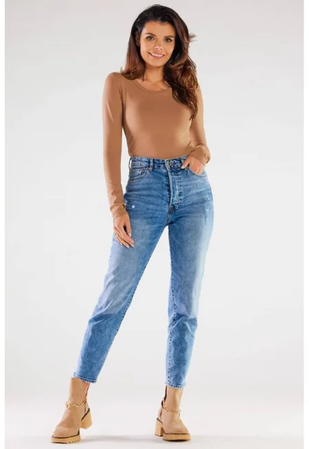 Дамска блуза -  памук/еластан - бежова