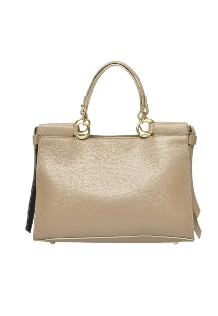 Дамска чанта  естествена кожа - бежова - един размер