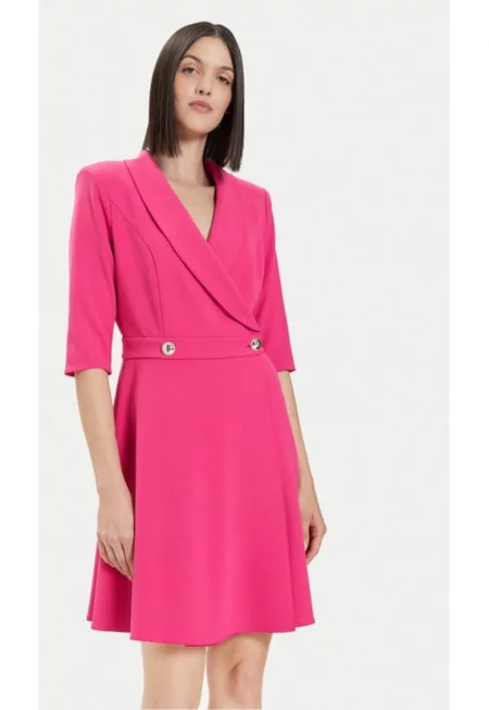 Дамска рокля -  77870 - Розова - Полиестер