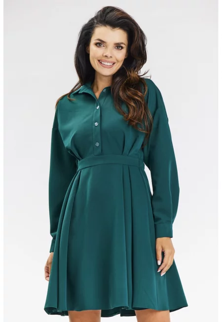Дамска рокля  полиестер - A668 - зелена-