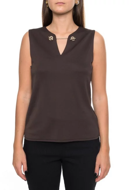 Дамска тениска S02T719A - Кафяв