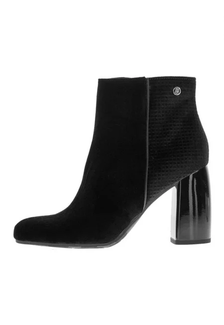 Дамски боти  естествена кожа - ток 9 см - черни -