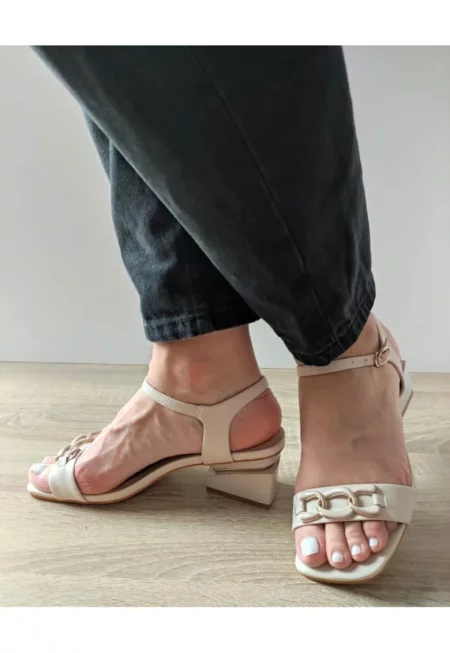 Дамски елегантни сандали  60018A 52-N Бежов - Бежов -