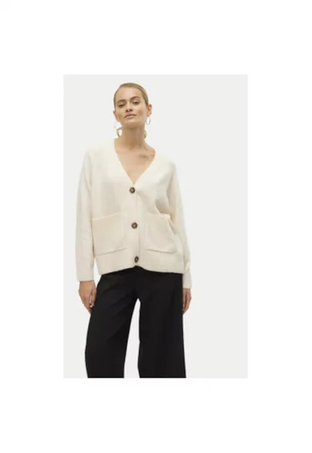 Дамски кардиган -  304511059 - Рециклиран полиестер/Полиестер - Бежов - Бежов