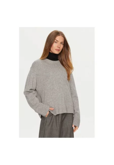 Дамски пуловер -  304550348 - вълна/кашмир - сив - Сив