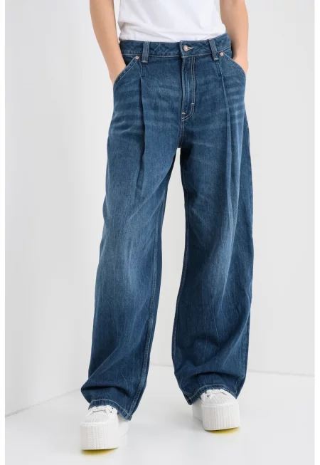 Дънки Boyfriend с лиосел - Петролно синьо