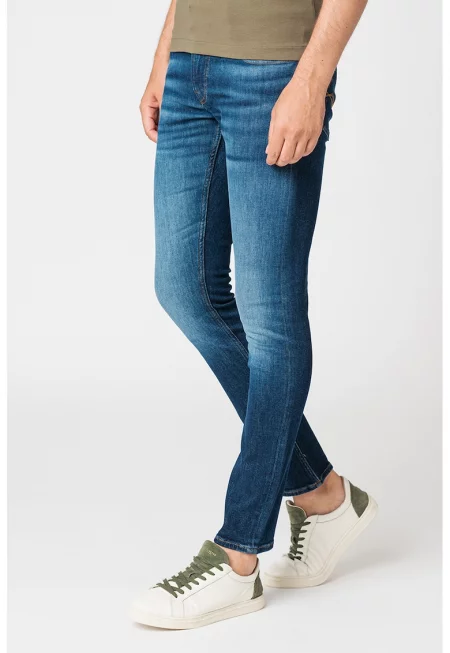 Дънки Miami по тялото със захабен ефект - Тъмносин