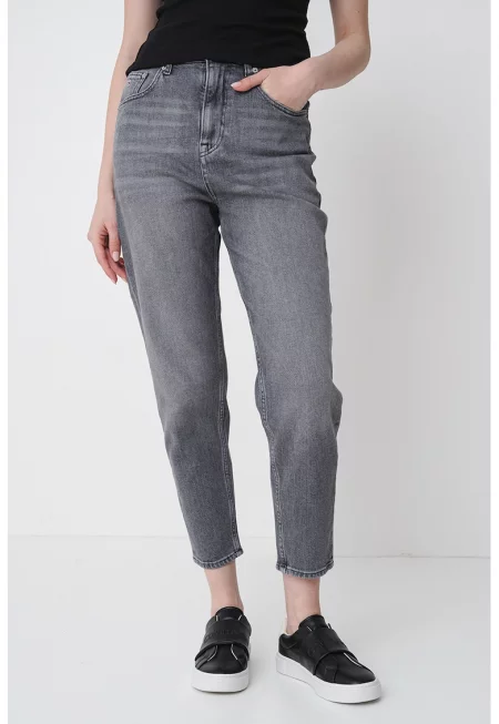 Дънки Mom с висока талия - Tъмносив