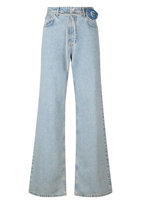 Дънки с паднало дъно и широк крачол - Син