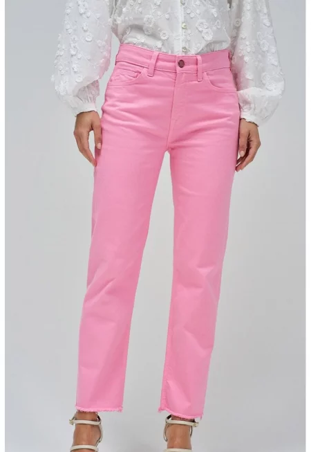 Дънки със стандартна талия - Пастелнорозов