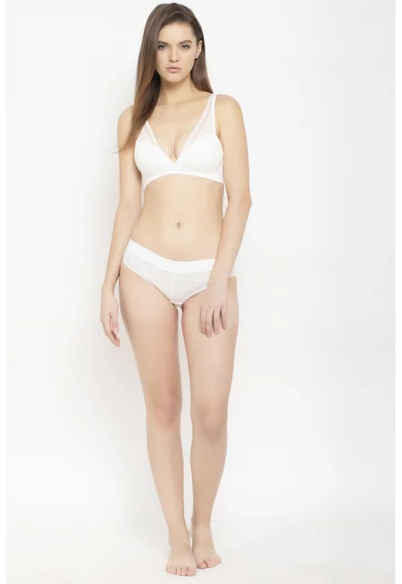 Десениран сутиен с регулируеми презрамки - Бял