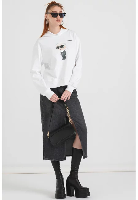 Худи Ikon Aquarerelle с фигурален принт - Избеляло черно/Бял