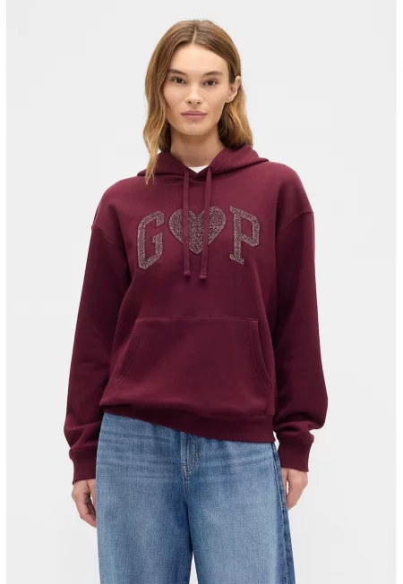 Худи с памук с лого - Бордо