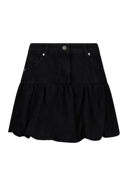 Къса пола от деним с дипли - Черен