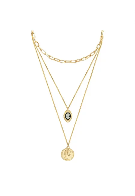 Колие с 14К злато и дизайн на пластове - Златист