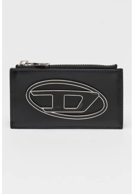 Кожен калъф за карти с лого - Черен