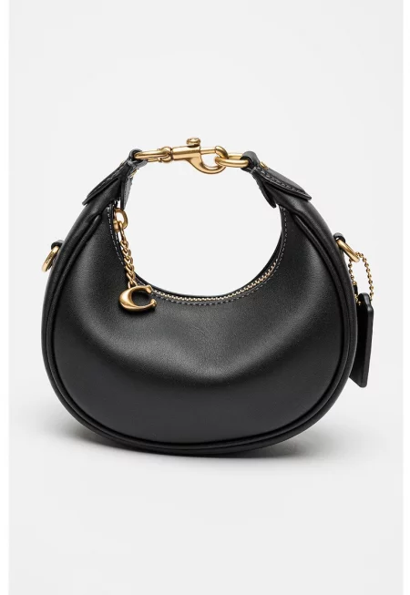 Кожена чанта Хобо Jonie с лого - Черен/Избеляло черно