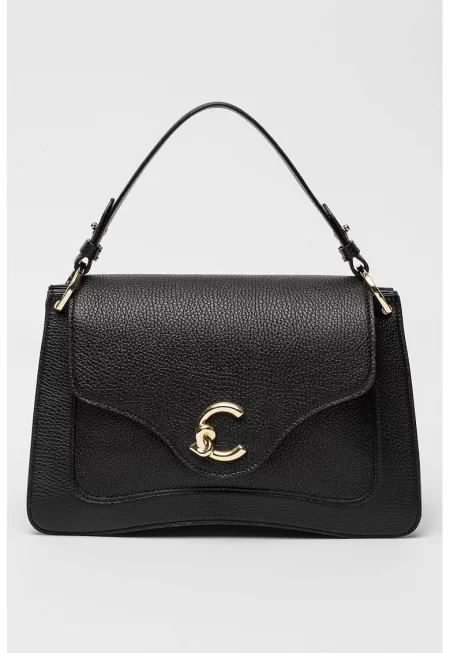 Кожена чанта с отделяща се презрамка - Черен