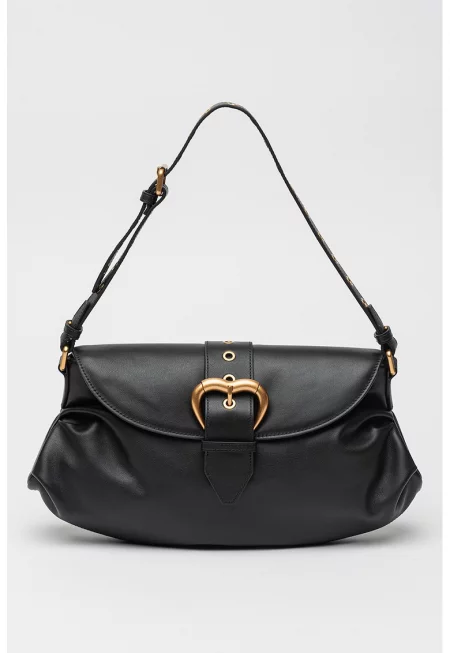 Кожена чанта за рамо Jolene - Черен