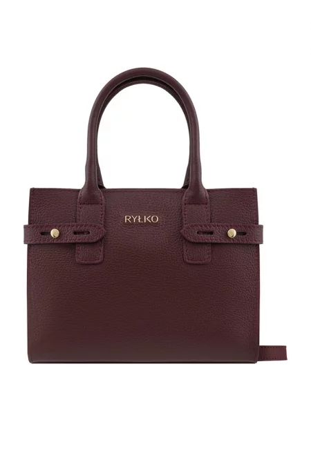 Кожена чанта за рамо с допълнителна презрамка - Бордо