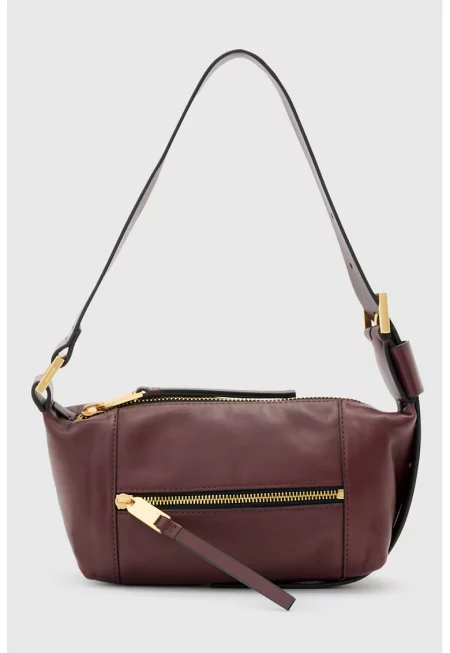 Кожена чанта за рамо с преден джоб