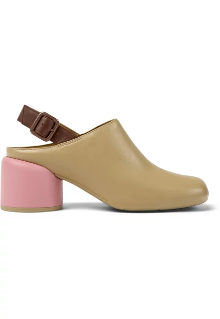 Кожени обувки Niki 1177 с отворена пета - Бежов