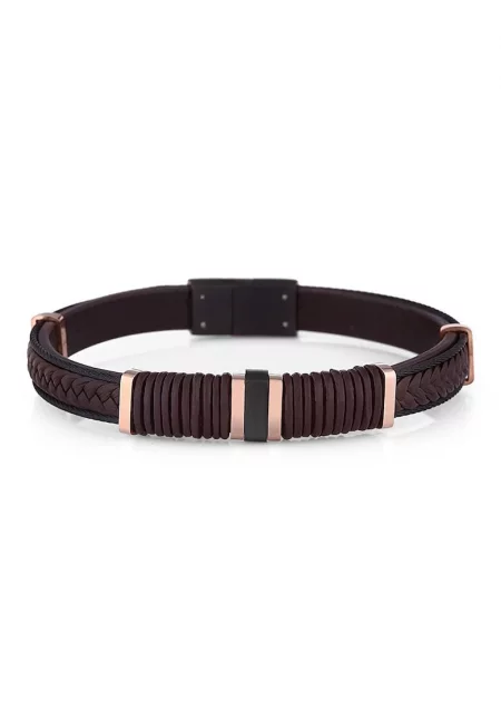 Мъжка гривна  от екологична кожа - дължина 20 см - JWQG3016